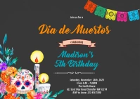 Dia de los Muertos party invitation A6 template