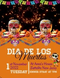 dia de los muertos party invitation flyer template