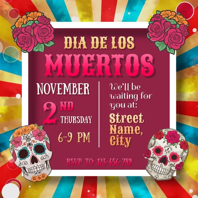 Dia de los Muertos Party Invitation Template Instagram-opslag