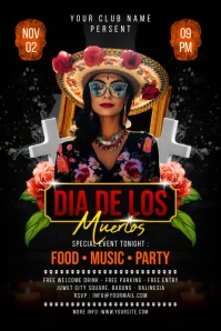 Dia De Los Muertos Party Poster Template