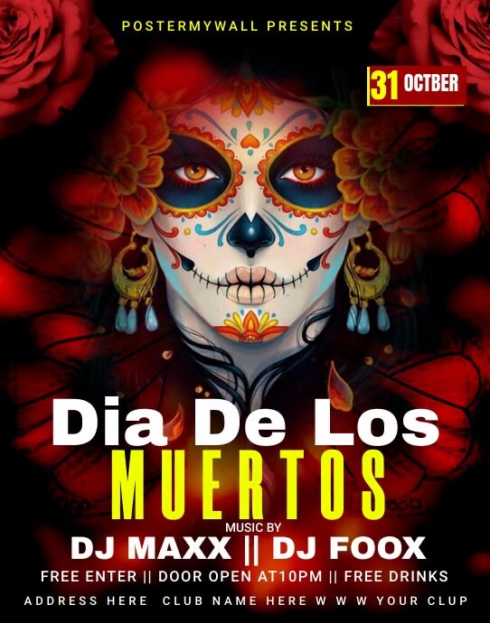 dia de los muertos video flyer Template PosterMyWall dia de los muertos video flyer Template PosterMyWall