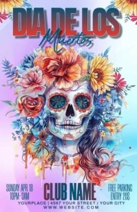 dia de muertos Halbe Seite breit template