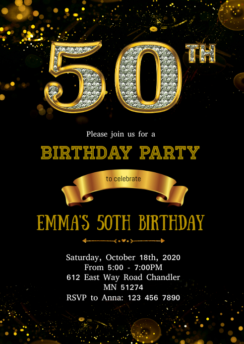 Diamond 50th Birthday Invitation Template Postermywall