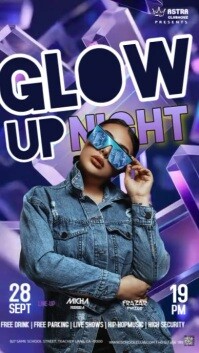 Diamond gliiter light night club lounge party template Instagram Story