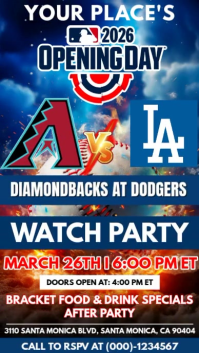 Diamondbacks Vs. Dodgers 2026 Opening Day Watch Party Instagram Story template