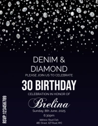 Diamonds Birthday Invitation Flyer, template