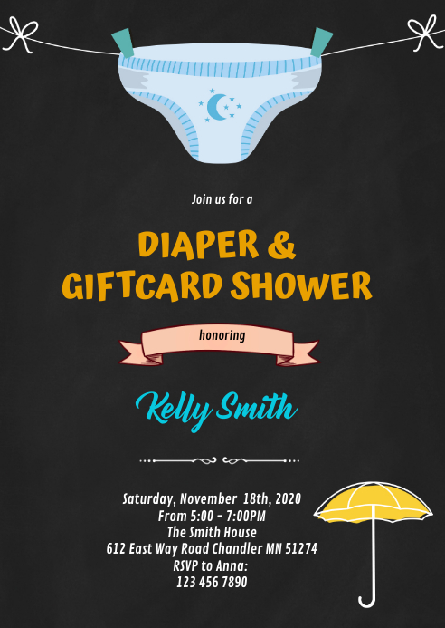 undangan popok dan kartu hadiah templat postermywall