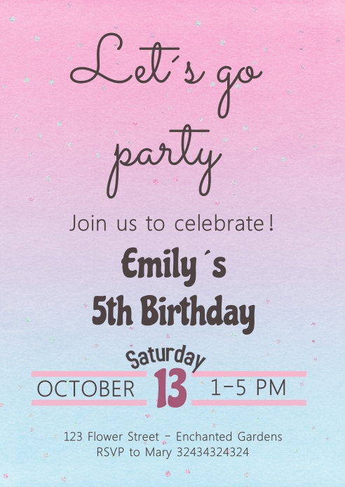 Digital Colorful Party Invitation -Let´s go Template | PosterMyWall