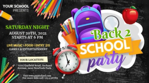 digital display back to school party งานแสดงผลงานแบบดิจิทัล (16:9) template