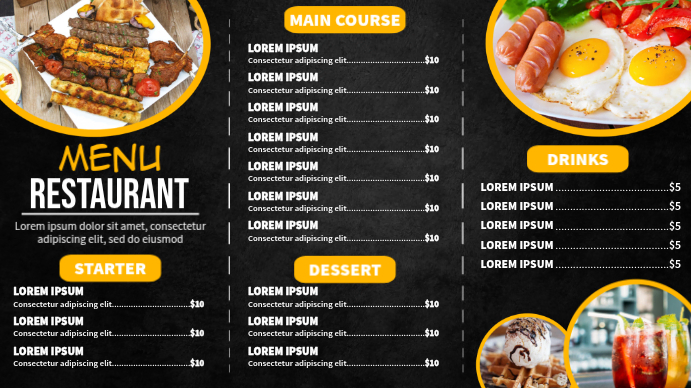 Restaurant Menu Digital Display Template | PosterMyWall