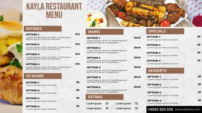 Restaurant Menu Digital Display Template | PosterMyWall