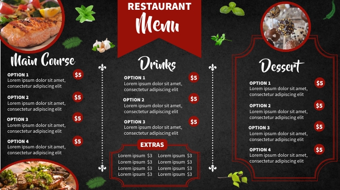 Digital display menu template