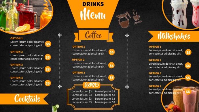 Digital display menu Ekran reklamowy (16:9) template