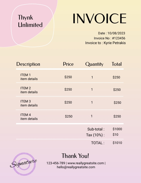 Digital Invoice Template | PosterMyWall