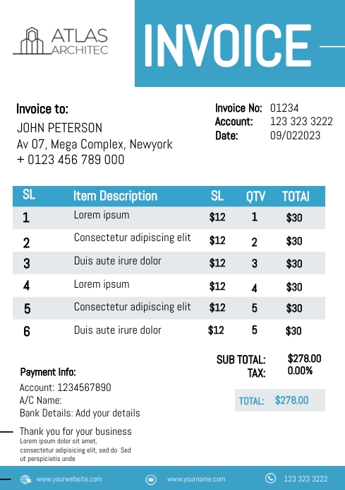 Digital Invoice Template | PosterMyWall