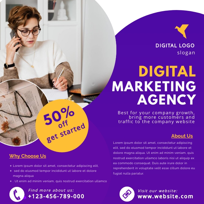 Advertisement Post Example digital marketing advertisement design post Template | PosterMyWall