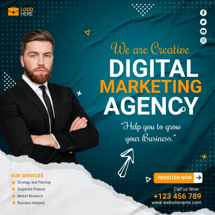 Digital Marketing Agency Ad Instagram Post template