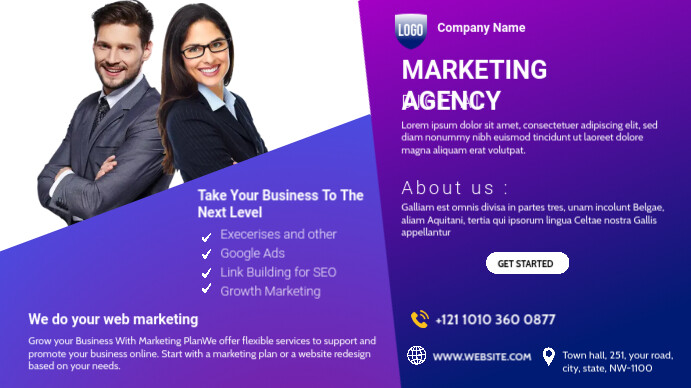 Digital Marketing Agency งานแสดงผลงานแบบดิจิทัล (16:9) template