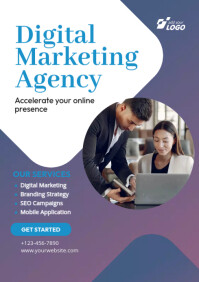 White Digital Marketing Agency A4 Template