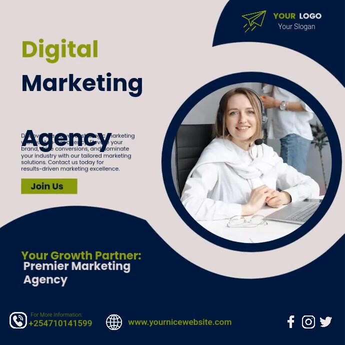 Digital Marketing Agency navy blue ad Poster Template | PosterMyWall