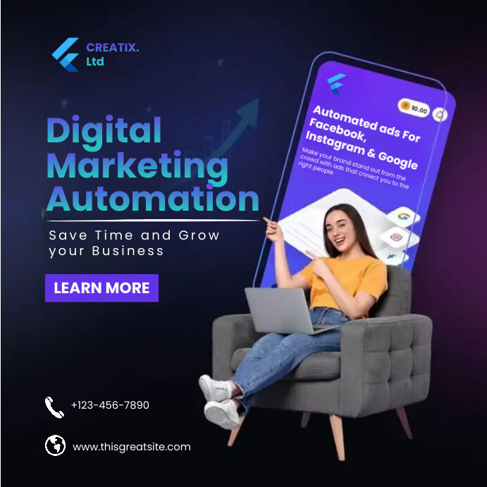 Digital Marketing Automation ads Instagram Post template