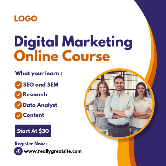 DIGITAL MARKETING ONLINE COURSE TEMPLATE | PosterMyWall