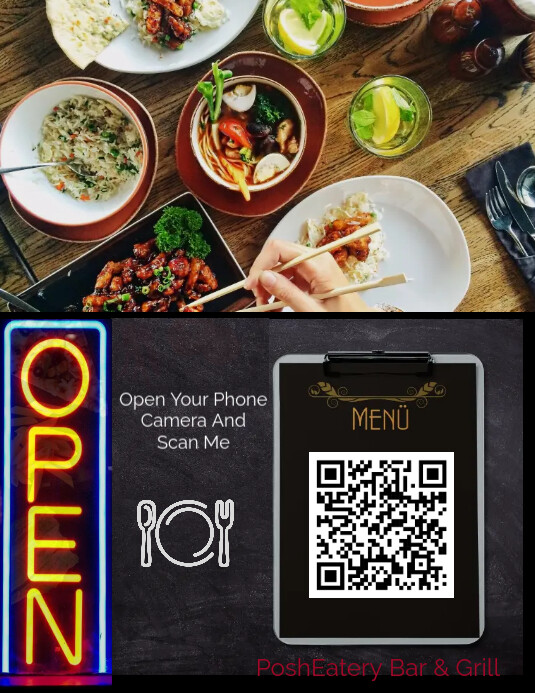 Digital menu, QR scan code, menus, restaurant Template PosterMyWall
