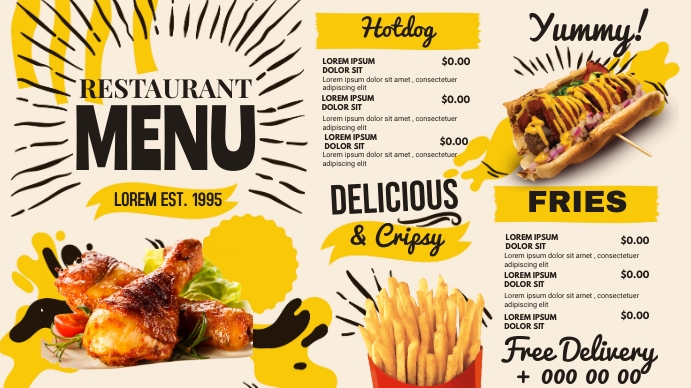 Fancy Menu Digital digital menu Template | PosterMyWall