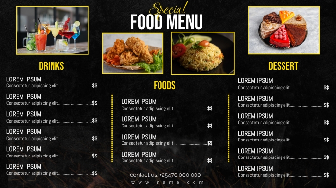Digital Menu Design Examples Digital menu design template | PosterMyWall