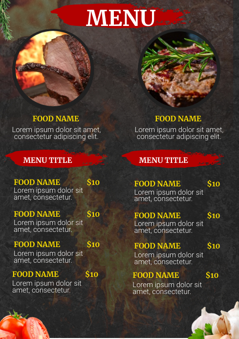 DIGITAL MENU DESIGN TEMPLATE A4