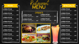 Digital menu display board template
