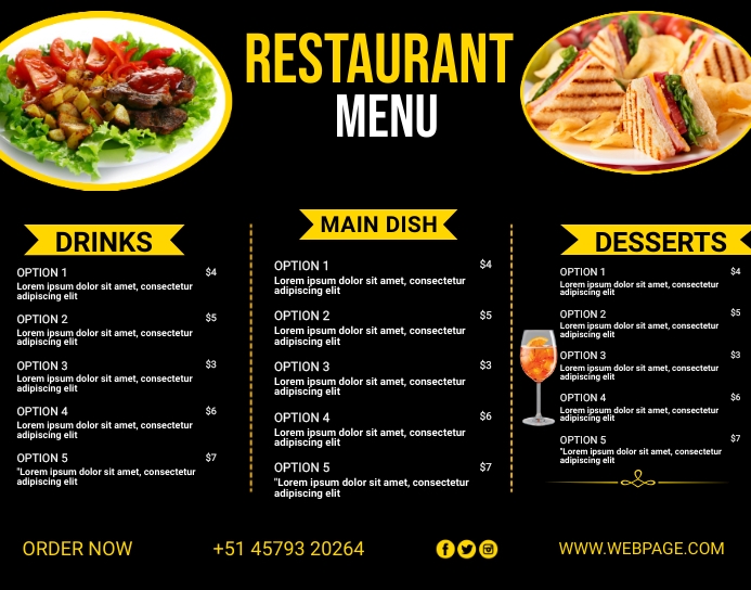 Digital menu display board template | PosterMyWall