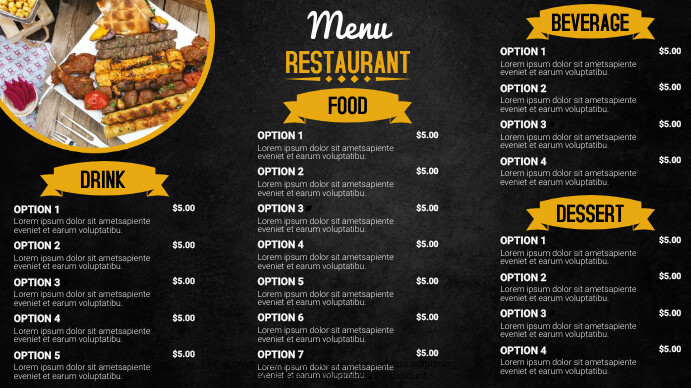 Digital menu display board template | PosterMyWall
