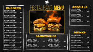 Digital menu display board template