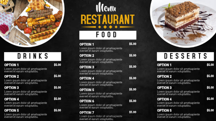 Restaurant Menu Digital Display Template | PosterMyWall