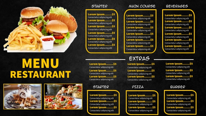 Digital menu display board template งานแสดงผลงานแบบดิจิทัล (16:9)