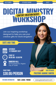 Blue Digital Ministry Workshop Poster Template
