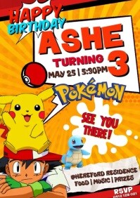 Digital Pokemon Birthday A4 template
