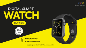 Negro DIGITAL SMART WATCH BANNER Twitch Profile Banner Template