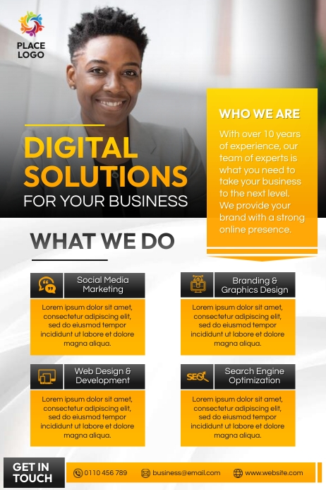 Solution Poster Examples Digital solutions agency A4 poster Template | PosterMyWall