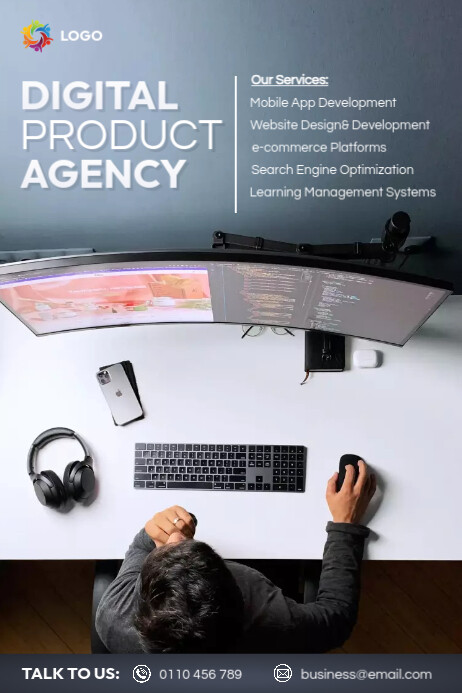 Digital solutions agency poster Cartaz template