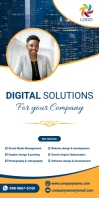 digital solutions business roll up banner Cartel enrollable de 3 × 6 pulg. template
