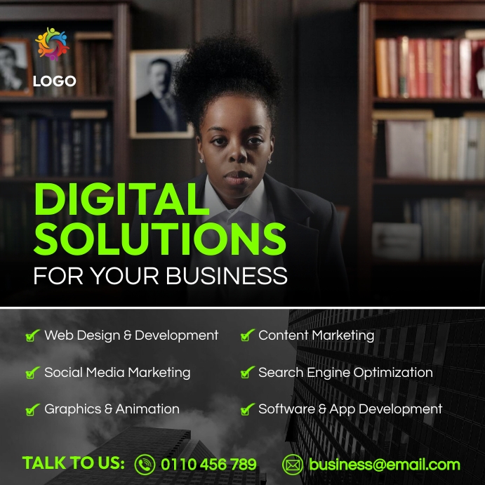 Digital solutions for business flyer Instagram Plasing template