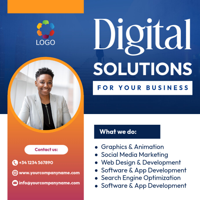 digital solutions for your business corporate instagram flyer template
