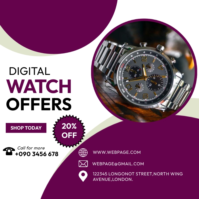 Offer Watch Plantilla de Folleto de Oferta de Reloj Digital | PosterMyWall