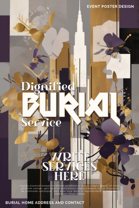 Dignified Burial Service NYC Maximalist Abstract Poster Template Design Plakkaat