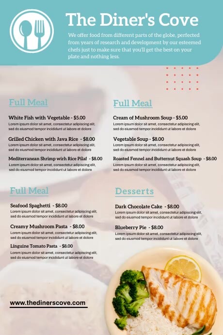 Diner's Cove Menu โปสเตอร์ template