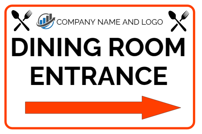 Room Direction Label Dining Room Entrance direction sign board Template | PosterMyWall