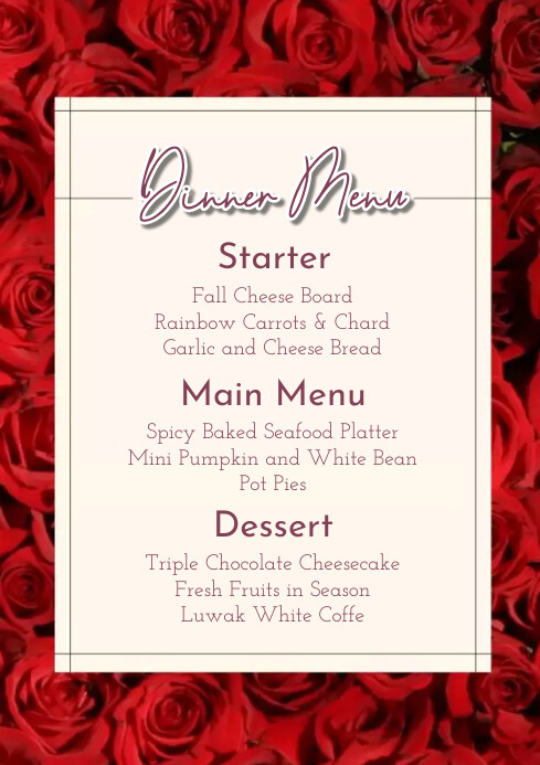 Dinner Menu Template | PosterMyWall