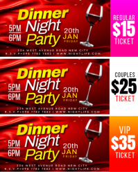 Rouge Dinner Night Party Ticket Instagram Portrait Template